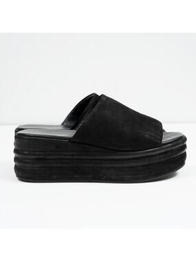 Free People Harbor Black Platform Slide Sandals Size EU 38 US 7.5-8